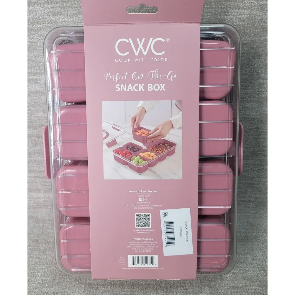 Cook With Color Perfect On-The-Go Snack Box Pink 8 Compartment WASNKB4 Travel